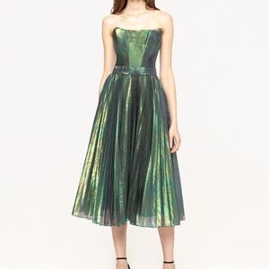 NISSA NEW **Pleated Corset Dress Green Wedding Guest Gala Prom Anniversary Party